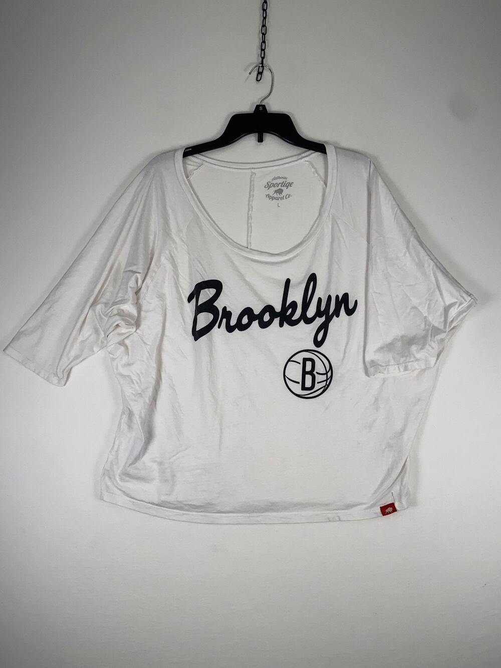 Brooklyn Nets Shirt Womens Large White NBA Basketball Scoop Neck Sportiqe Tee